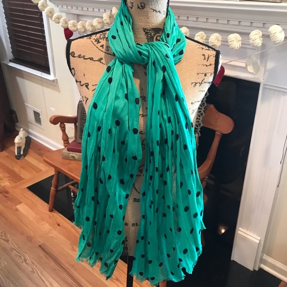 🧣 Turquoise & Black Dotted Scarf - Picture 1 of 5